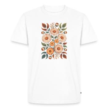 Floral pattern in natural colors - Men's Premium Organic T-Shirt - white - Front - Nico (187cm)