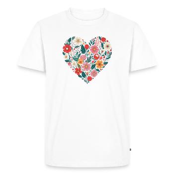Motif de cœur fleuri - T-shirt Premium bio Homme - blanc - Devant - Nico (187cm)