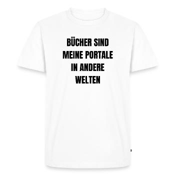 Les livres sont mes portails vers d’autres mondes. - T-shirt Premium bio Homme - blanc - Devant - Nico (187cm)