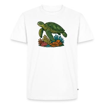 Conception de plongeur de tortue de mer verte - T-shirt Premium bio Homme - blanc - Devant - Nico (187cm)