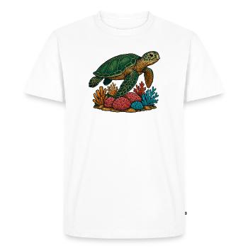 Conception de plongeur de tortue de mer verte - T-shirt Premium bio Homme - blanc - Devant - Nico (187cm)