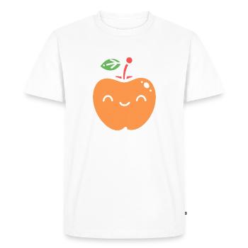 Illustrated Happy Apple Nectarine - Men's Premium Organic T-Shirt - white - Front - Nico (187cm)