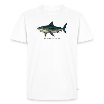 Dessin de requin tigre Galeocerdo cuvier - T-shirt Premium bio Homme - blanc - Devant - Nico (187cm)