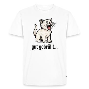 Cute kitten roars lion saying - Men's Premium Organic T-Shirt - white - Front - Nico (187cm)