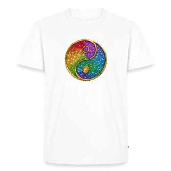 Rainbow yin-yang with sparkling stars - Men's Premium Organic T-Shirt - white - Front - Nico (187cm)