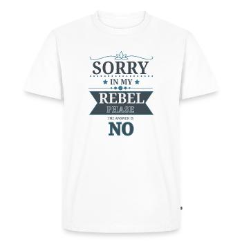 Conception du t-shirt Rebel Phase Irony - T-shirt Premium bio Homme - blanc - Devant - Nico (187cm)