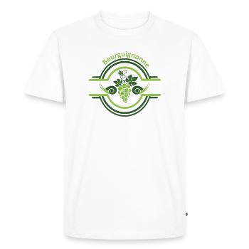 Logo vigne Bourguignonne avec des escargots  - T-shirt Premium bio Homme - blanc - Devant - Nico (187cm)