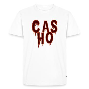 Conception de mode d'horreur avec texte dégoulinant - T-shirt Premium bio Homme - blanc - Devant - Nico (187cm)