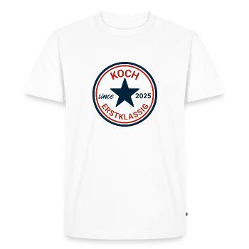 Koch Classic Retro Badge - Men's Premium Organic T-Shirt - white - Front - Nico (187cm)