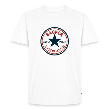 Baker Vintage Seal Design - Men's Premium Organic T-Shirt - white - Front - Nico (187cm)