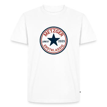 Butcher Vintage Emblem - Men's Premium Organic T-Shirt - white - Front - Nico (187cm)