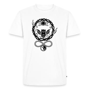Mystical Hecate owl with symbols and moon - Men's Premium Organic T-Shirt - white - Front - Nico (187cm)