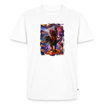 Futuristic Animal Adventures Aztec Pizza - Men's Premium Organic T-Shirt - white - Front - Nico (187cm)