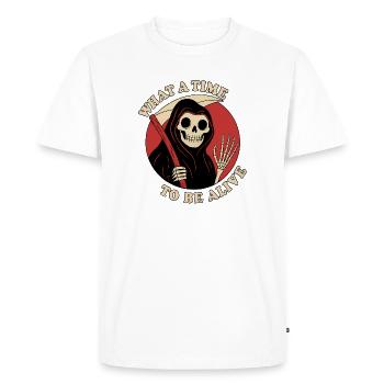 Quelle époque pour être en vie - T-shirt Premium bio Homme - blanc - Devant - Nico (187cm)
