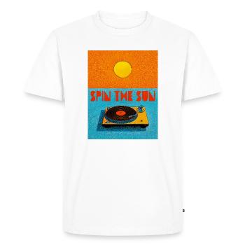 Platine vinyle vintage sous le soleil - T-shirt Premium bio Homme - blanc - Devant - Nico (187cm)