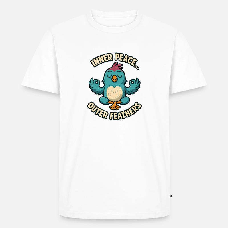 Inner Peace Outer Feather Design - Männer Premium Bio T-Shirt - Weiß