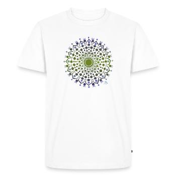 Mandala de fleurs en bleu et vert - T-shirt Premium bio Homme - blanc - Devant - Nico (187cm)