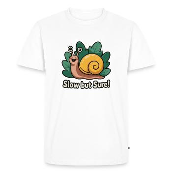 Escargot fantaisiste avec phrase - T-shirt Premium bio Homme - blanc - Devant - Nico (187cm)