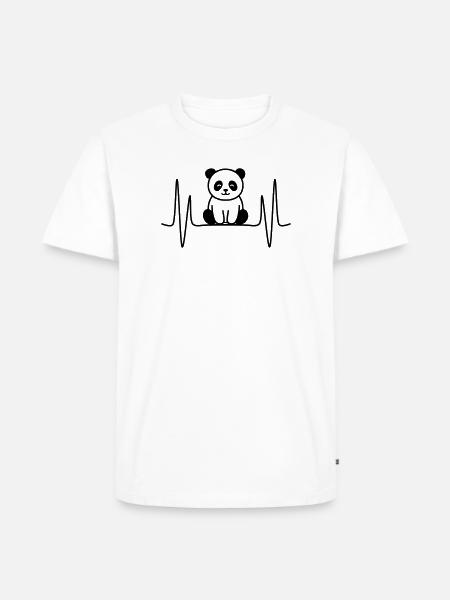 Panda Heartbeat Line Motif - Men's Premium Organic T-Shirt - white