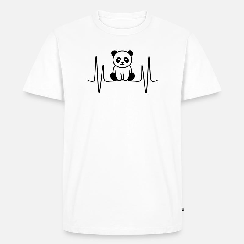 Panda Herzschlag Linienmotiv - Männer Premium Bio T-Shirt - Weiß