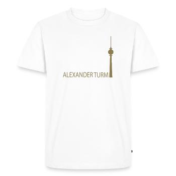 Funny Berlin TV Tower Silhouette Parody - Men's Premium Organic T-Shirt - white - Front - Nico (187cm)