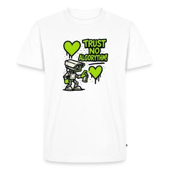 Robot avec cœur et message anti-algorithme - T-shirt Premium bio Homme - blanc - Devant - Nico (187cm)