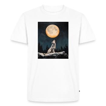 Le loup hurle pour la lune - T-shirt Premium bio Homme - blanc - Devant - Nico (187cm)