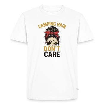 Camping Hair - No Care Illustration - Men's Premium Organic T-Shirt - white - Front - Nico (187cm)