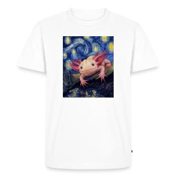 Axolotl Van Gogh Style Nuit étoilée - T-shirt Premium bio Homme - blanc - Devant - Nico (187cm)