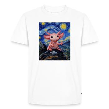 Axolotl Van Gogh Style Nuit étoilée - T-shirt Premium bio Homme - blanc - Devant - Nico (187cm)