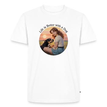 Dog Love Sunset Life Is Better With A - Men's Premium Organic T-Shirt - white - Front - Nico (187cm)