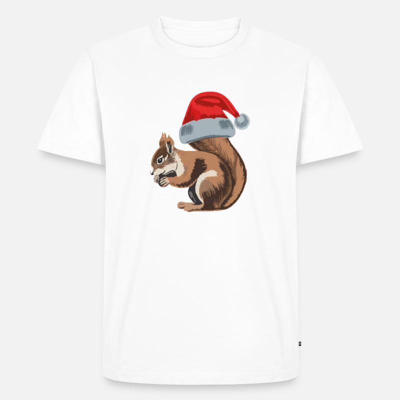 Cute squirrel with Santa hat - Männer Premium Bio T-Shirt - Weiß