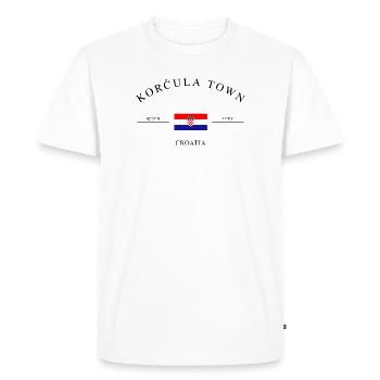Korčula (Croatie) – Souvenir et cadeau de Noël - T-shirt Premium bio Homme - blanc - Devant - Nico (187cm)