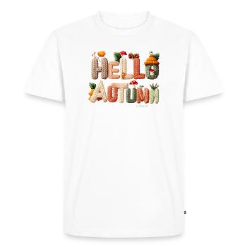 Hello Autumn – Warm knit design - Men's Premium Organic T-Shirt - white - Front - Nico (187cm)