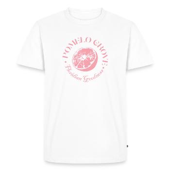 Pink Citrus Fruit Embrace Design - Men's Premium Organic T-Shirt - white - Front - Nico (187cm)