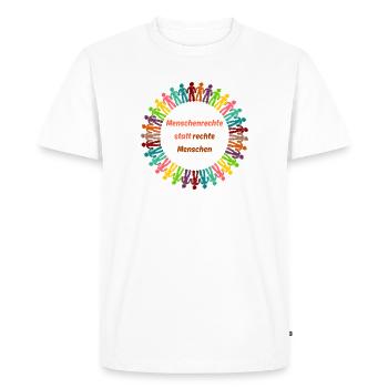 Human rights instead of right-wing people orange - Men's Premium Organic T-Shirt - white - Front - Nico (187cm)
