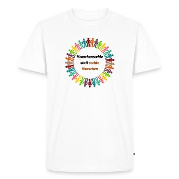 Human rights instead of right-wing people black - Men's Premium Organic T-Shirt - white - Front - Nico (187cm)