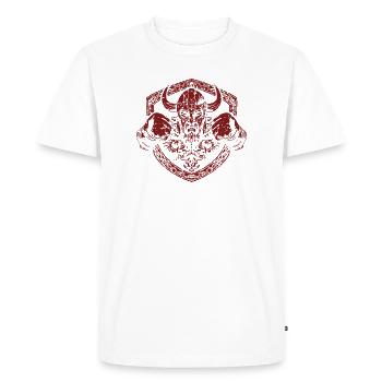 Nordic War God Helmet Design - Men's Premium Organic T-Shirt - white - Front - Nico (187cm)
