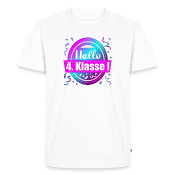 Bonjour, félicitations pour la 4e année – écolier - T-shirt Premium bio Homme - blanc - Devant - Nico (187cm)