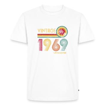 Vintage 1970s Retro Wave Design - Men's Premium Organic T-Shirt - white - Front - Nico (187cm)