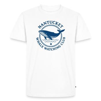 Conception de logo d’observation des baleines à Nantucket - T-shirt Premium bio Homme - blanc - Devant - Nico (187cm)
