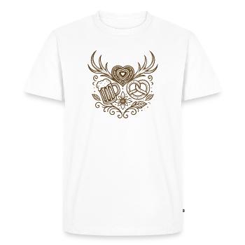 Coeur avec bois, bière et bretzel - T-shirt Premium bio Homme - blanc - Devant - Nico (187cm)