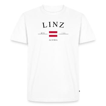 Linz Austria – Holiday Souvenir &amp; Gift - Men's Premium Organic T-Shirt - white - Front - Nico (187cm)