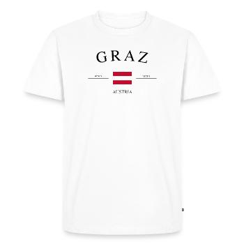 Graz Austria – Holiday Souvenir &amp; Gift - Men's Premium Organic T-Shirt - white - Front - Nico (187cm)