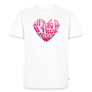 Coeur avec dicton inspirant en rose - T-shirt Premium bio Homme - blanc - Devant - Nico (187cm)