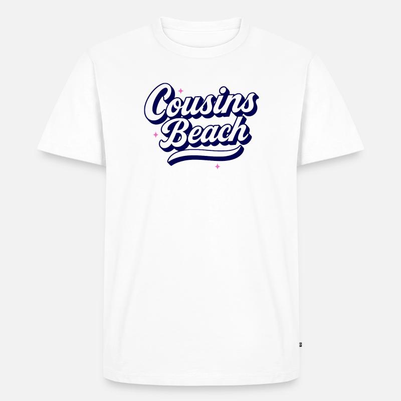 Cousins Beach – Retro Script Design - Männer Premium Bio T-Shirt - Weiß