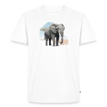 Geometric elephant in savannah style - Men's Premium Organic T-Shirt - white - Front - Nico (187cm)
