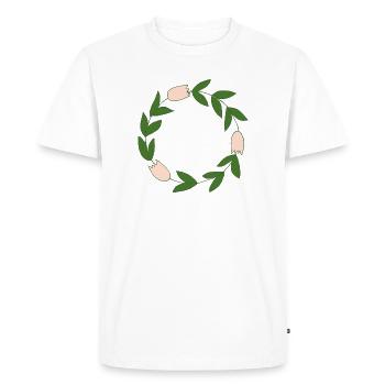 Elegant flower wreath with delicate blossoms - Men's Premium Organic T-Shirt - white - Front - Nico (187cm)