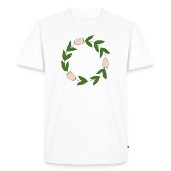 Elegant botanical floral circle motif - Men's Premium Organic T-Shirt - white - Front - Nico (187cm)