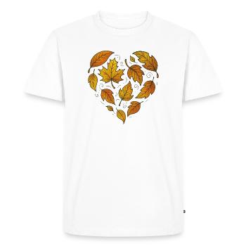 Autumn Heart Leaf Pattern - Men's Premium Organic T-Shirt - white - Front - Nico (187cm)